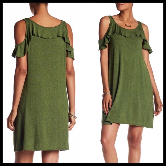 MAX STUDIO COLD SHOULDER RUFFLE KNIT MINI DRESS - Picture 5 of 6